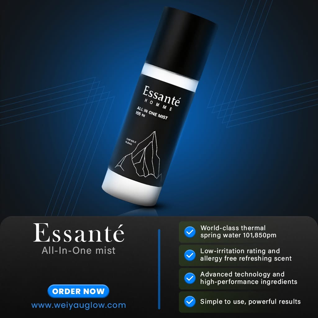 Men Face Moisturizer Spray | Essanté Homme All-in-One Mist | Toner + Serum + Moisturizer | Hydrating & Refreshing for Men 155ml