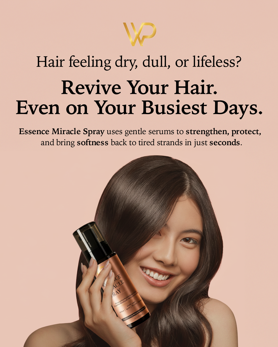 Hair Serum Spray for Dry & Frizzy Hair | WP Miracle Essence | Instant Repair, Shine & Heat Protection (120 ml)